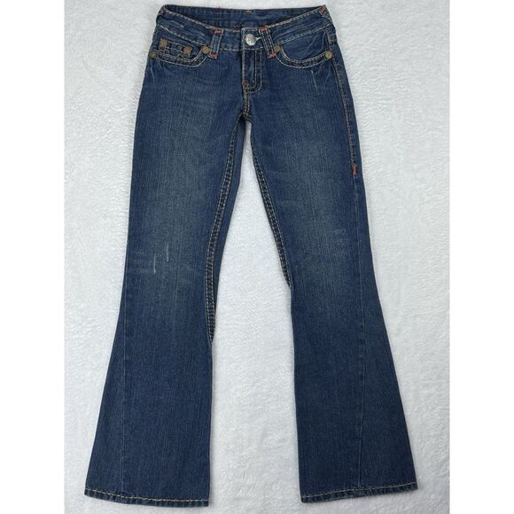 True Religion Jeans Women's 27 Bobby Super T Bootcut Low‎ Rise Jeans Made in USA - Picture 1 of 16